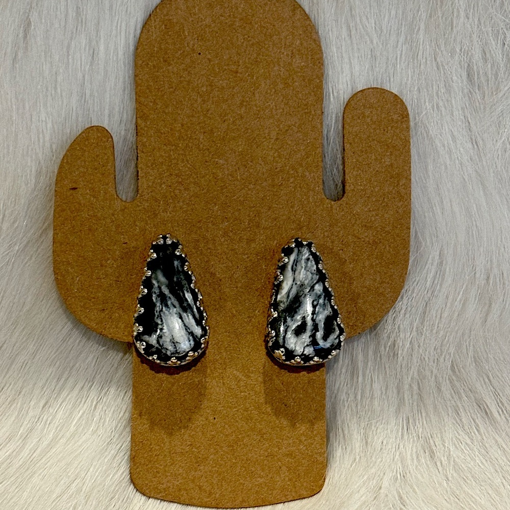 White buffalo sterling silver earrings